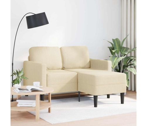 Sofá de 2 plazas con chaise longue en forma L tela crema 125 cm