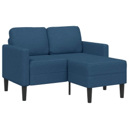 Sofá de 2 plazas con chaise longue en forma L Tela Azul 125 cm
