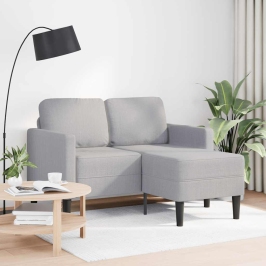 Sofá de 2 plazas con chaise longue en forma L gris nube 125 cm