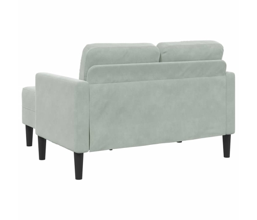 Sofá de 2 plazas con chaise longue en forma L gris claro 125 cm