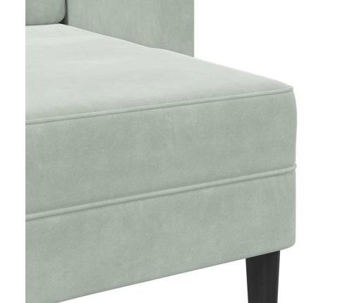 Sofá de 2 plazas con chaise longue en forma L gris claro 125 cm