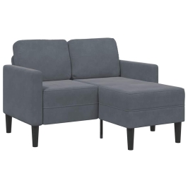 Sofá de 2 plazas con chaise longue en forma L gris oscuro 125cm