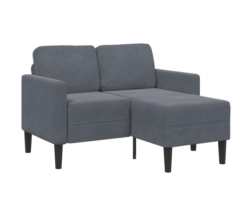 Sofá de 2 plazas con chaise longue en forma L gris oscuro 125cm