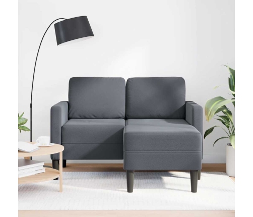 Sofá de 2 plazas con chaise longue en forma L gris oscuro 125cm