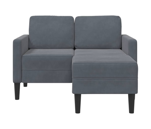 Sofá de 2 plazas con chaise longue en forma L gris oscuro 125cm