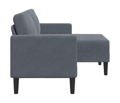 Sofá de 2 plazas con chaise longue en forma L gris oscuro 125cm