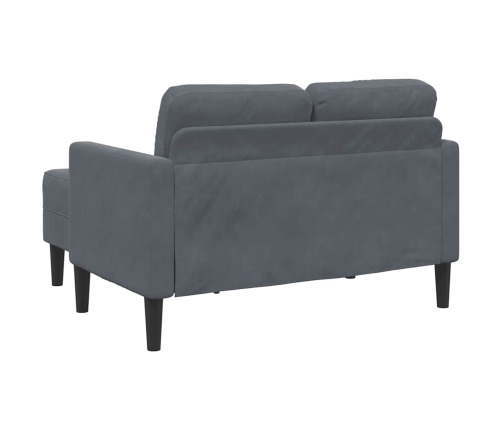 Sofá de 2 plazas con chaise longue en forma L gris oscuro 125cm