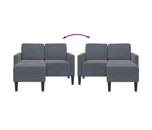 Sofá de 2 plazas con chaise longue en forma L gris oscuro 125cm