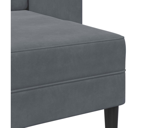 Sofá de 2 plazas con chaise longue en forma L gris oscuro 125cm
