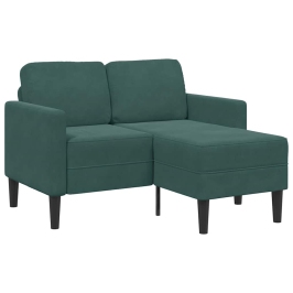 Sofá de 2 plazas con chaise longue forma L verde oscuro 125 cm