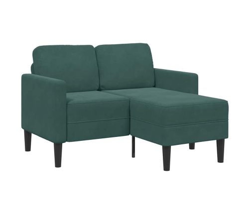 Sofá de 2 plazas con chaise longue forma L verde oscuro 125 cm