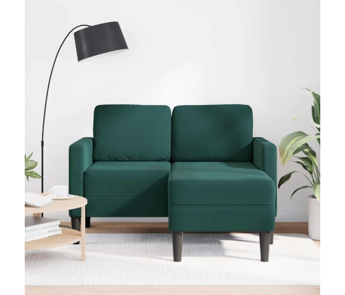 Sofá de 2 plazas con chaise longue forma L verde oscuro 125 cm