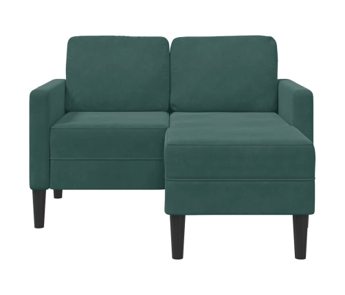 Sofá de 2 plazas con chaise longue forma L verde oscuro 125 cm