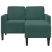 Sofá de 2 plazas con chaise longue forma L verde oscuro 125 cm