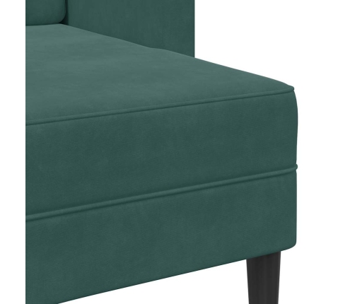 Sofá de 2 plazas con chaise longue forma L verde oscuro 125 cm