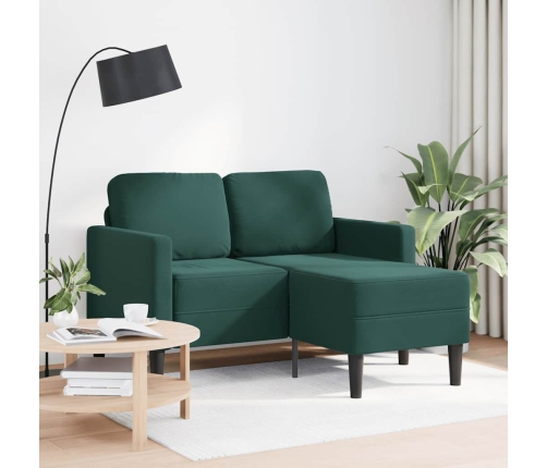 Sofá de 2 plazas con chaise longue forma L verde oscuro 125 cm