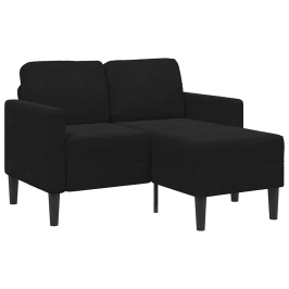 Sofá de 2 plazas con chaise longue en forma de L negro 125 cm