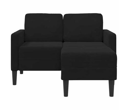 Sofá de 2 plazas con chaise longue en forma de L negro 125 cm