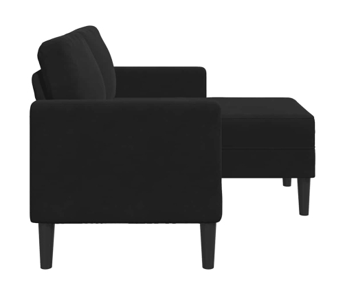 Sofá de 2 plazas con chaise longue en forma de L negro 125 cm