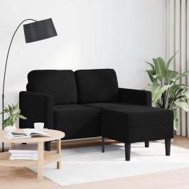 Sofá de 2 plazas con chaise longue en forma de L negro 125 cm