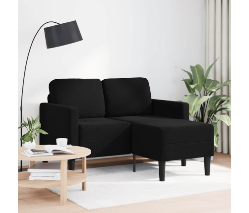 Sofá de 2 plazas con chaise longue en forma de L negro 125 cm