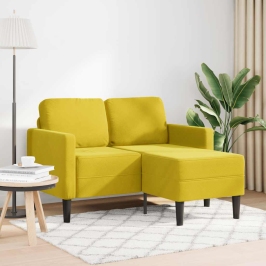 Sofá 2 plazas con chaise longue en forma L amarillo 125 cm