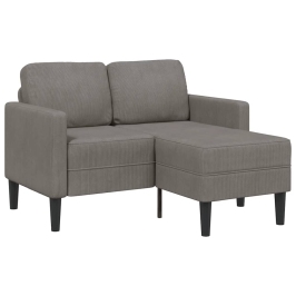 Sofá de 2 plazas con chaise longue en forma L gris claro 125 cm