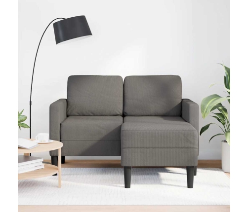 Sofá de 2 plazas con chaise longue en forma L gris claro 125 cm