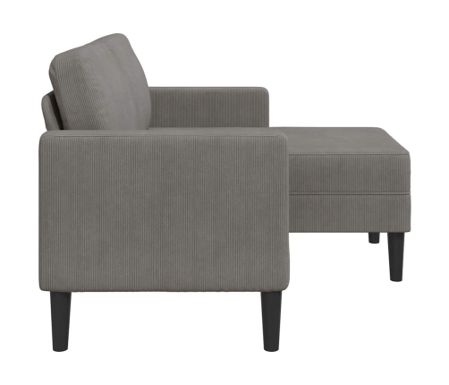 Sofá de 2 plazas con chaise longue en forma L gris claro 125 cm