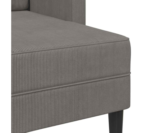 Sofá de 2 plazas con chaise longue en forma L gris claro 125 cm