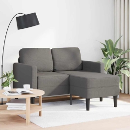 Sofá de 2 plazas con chaise longue en forma L gris claro 125 cm