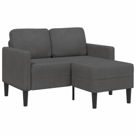 Sofá de 2 plazas con chaise longue en forma L gris oscuro 125cm