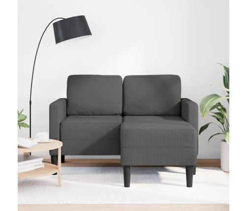 Sofá de 2 plazas con chaise longue en forma L gris oscuro 125cm