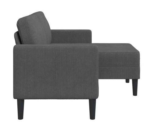 Sofá de 2 plazas con chaise longue en forma L gris oscuro 125cm