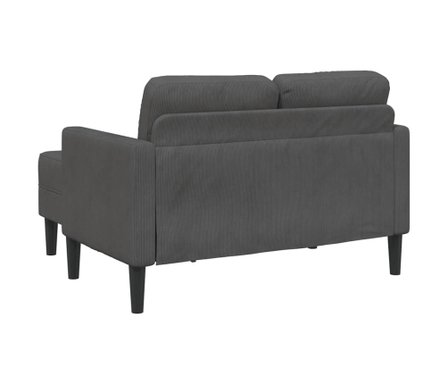 Sofá de 2 plazas con chaise longue en forma L gris oscuro 125cm