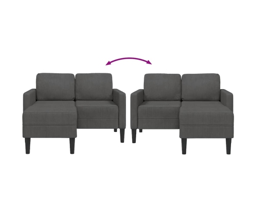 Sofá de 2 plazas con chaise longue en forma L gris oscuro 125cm