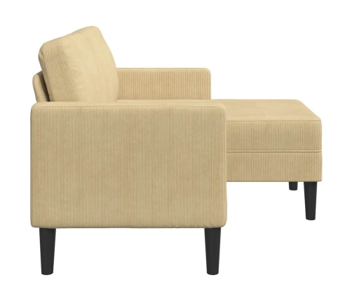 Sofá de 2 plazas con chaise longue en forma L verde gris 125 cm