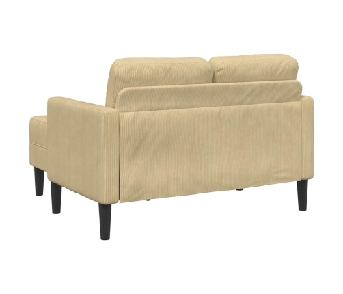 Sofá de 2 plazas con chaise longue en forma L verde gris 125 cm