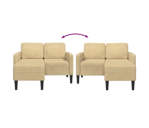 Sofá de 2 plazas con chaise longue en forma L verde gris 125 cm