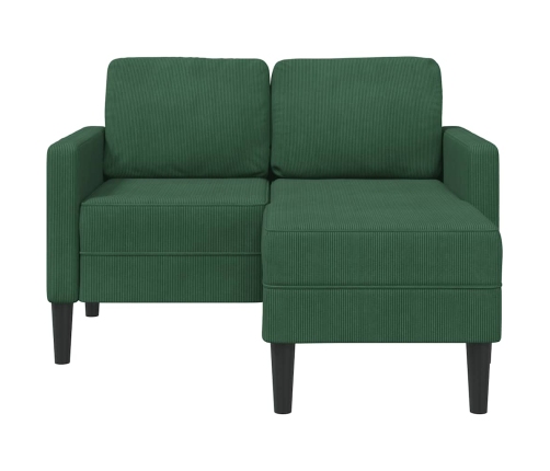 Sofá de 2 plazas con chaise longue en forma de L verde 125 cm