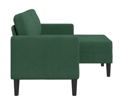 Sofá de 2 plazas con chaise longue en forma de L verde 125 cm