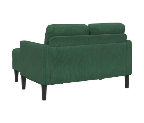 Sofá de 2 plazas con chaise longue en forma de L verde 125 cm