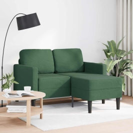 Sofá de 2 plazas con chaise longue en forma de L verde 125 cm