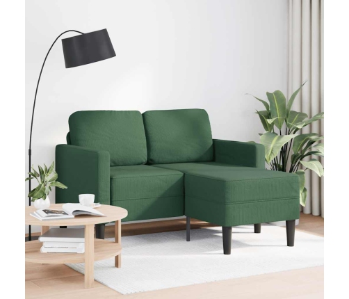 Sofá de 2 plazas con chaise longue en forma de L verde 125 cm