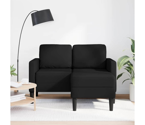 Sofá 2 plazas con chaise longue en forma de L negro 125 cm