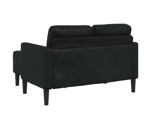 Sofá 2 plazas con chaise longue en forma de L negro 125 cm