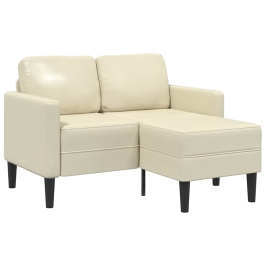 Sofá de 2 plazas con chaise longue en forma de L crema 125 cm