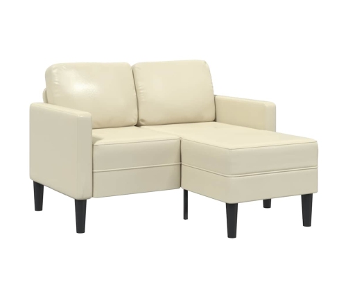 Sofá de 2 plazas con chaise longue en forma de L crema 125 cm