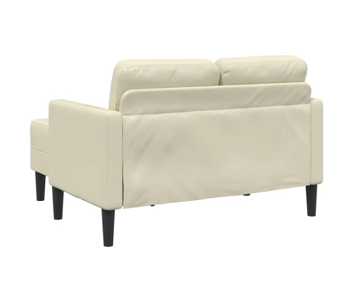 Sofá de 2 plazas con chaise longue en forma de L crema 125 cm