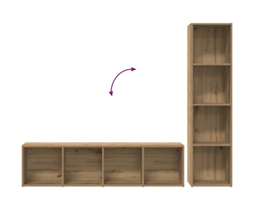 Estanterías para libros 3 uds madera ingeniería roble artesanal